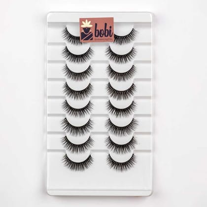 B.O.B.I Reusable Waterproof 10mm Synthetic Hair Natural vivid and shiny Long 3D Volume Eyelashes - 8 Pair