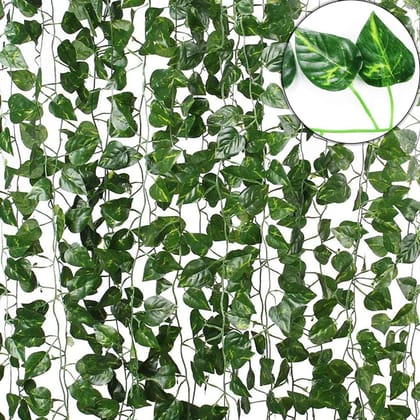 Tdas Artificial Ivy Garlands Leaves Greenery Hanging Vine Creeper Plants for Home Decor Door Wall Balcony Decoration Party Festival Craft, Contain 80 Leaves -Each String 6.7 ft (Pack of 12 Strings)