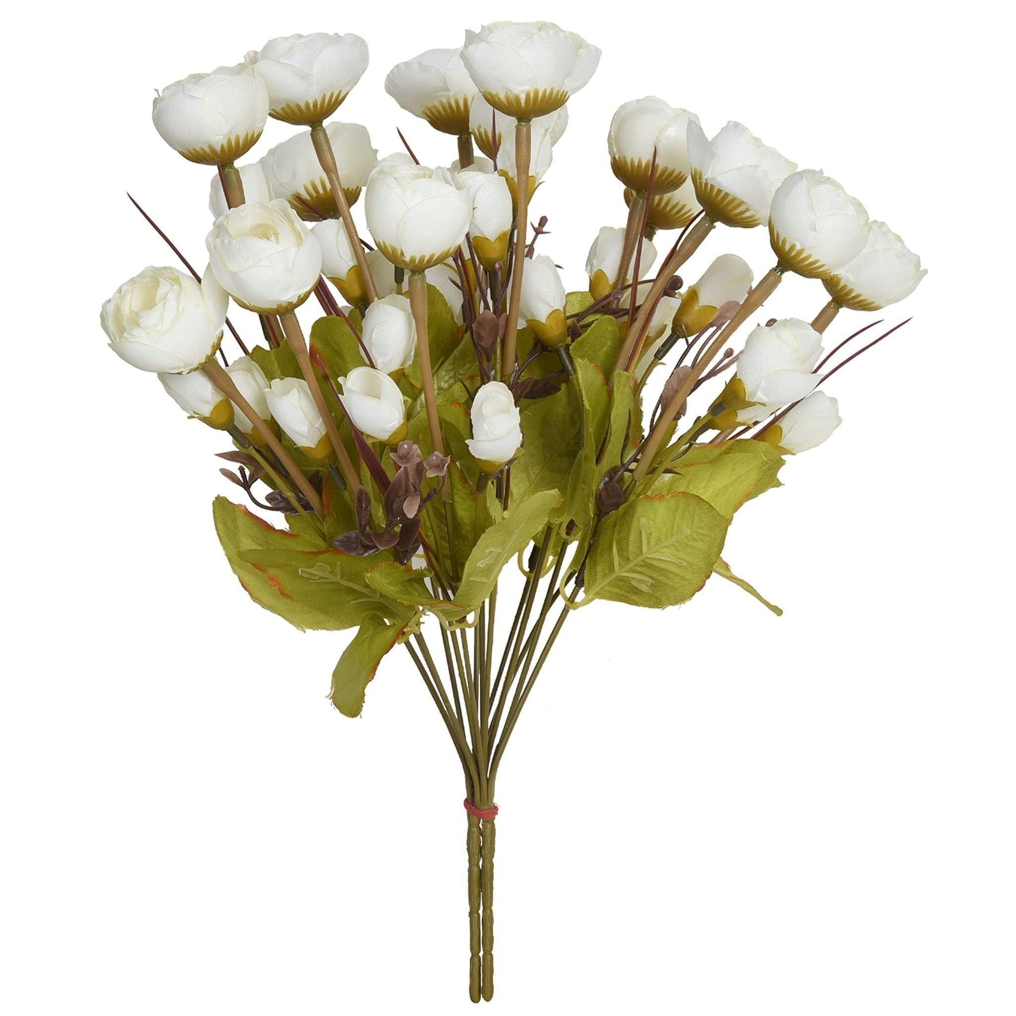 Tdas Artificial Flowers Flower for Home Decoration Plants Flora Decor Big Size Bouquet Rose Gifts Fake vases Leaves Items Living Room Bouquets Decorations Without Pot ? 37 cm, 2 Pcs (White)