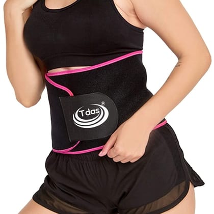 Tdas Sweat Slim Belt for Men Women Waist Stomach Belt Shaper Fitness Belt Yoga wrap hot Belt Unisex Back Pain Gym Running Travel Tummy Workout Pink