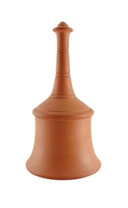 Harmony's call organic clay hand bell for peaceful resonance - terracotta natural earthen handmade bell for puja with real metallic sound - monastery décor