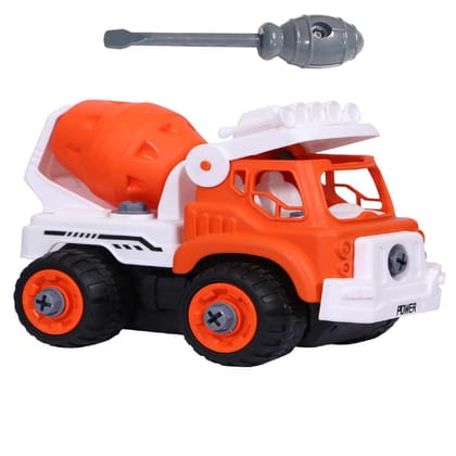 KTRS ENTERPRISE DIY Friction Power Folding Excavator Cement Mixer Truck for Kids Construction Toys Engineer Vehicle Toy Truck for 3+ Year Old Age Kids