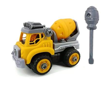 KTRS ENTERPRISE DIY Friction Power Folding Excavator Cement Mixer Truck for Kids Construction Toys, Engineer Vehicle Toy Truck for 3+ Year Old Age Kids