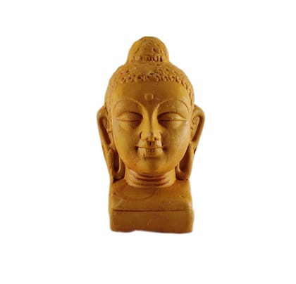 Exquisite hand-carved terracotta mahatma buddha head figure - home and office decor - gautam statue home buddha face sculpture for peaceful ambiance