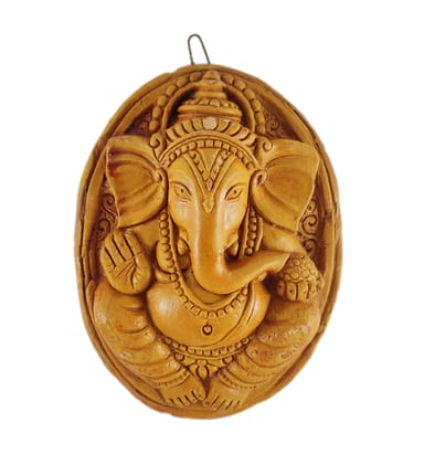 Eco friendly clay made ganesha wall hanging plate - sustainable ganesh chaturthi wall décor - ganpati bappa idol religious figurine for house warming décor