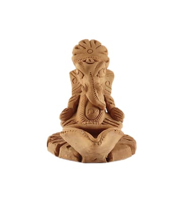 Decorative terracotta Ganesha diya lamp - traditional indian design - diwali decoration oil diya – eco friendly Ganpati figure symbol of prosperity