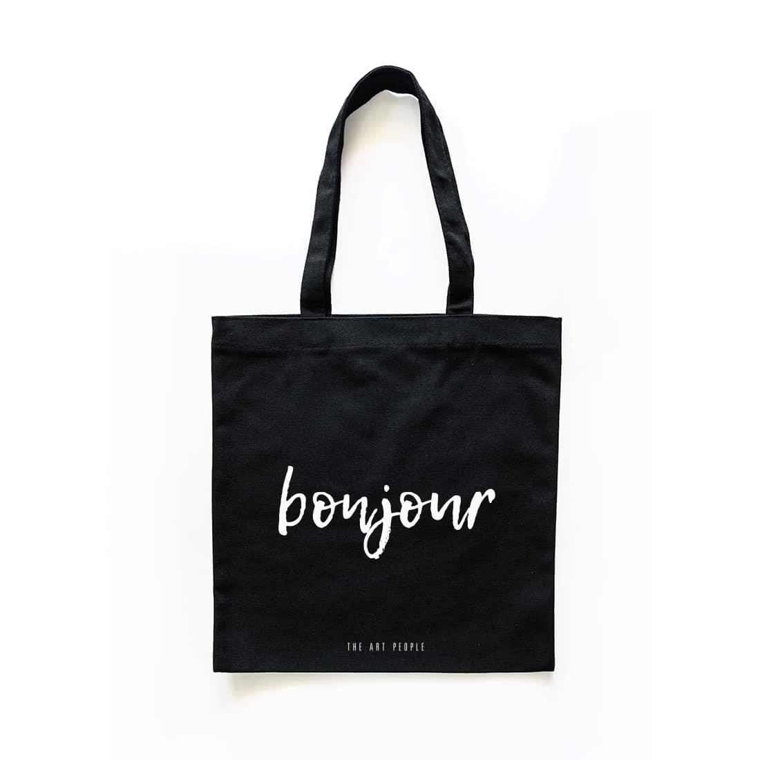 The Art People Bonjour Black Canvas Tote