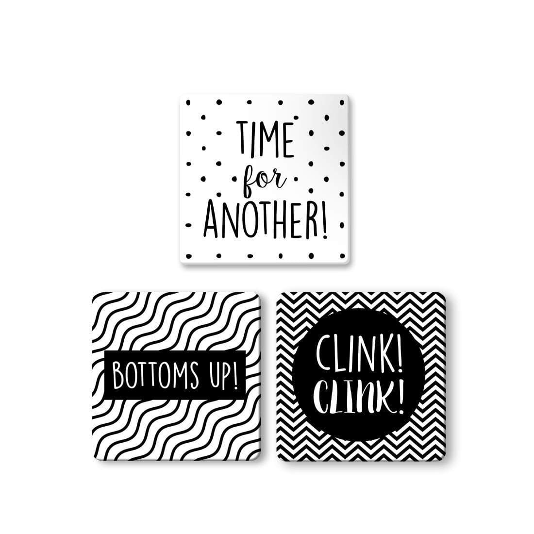 The Art People Time, Bottom & Clink Coasters - Set of 3