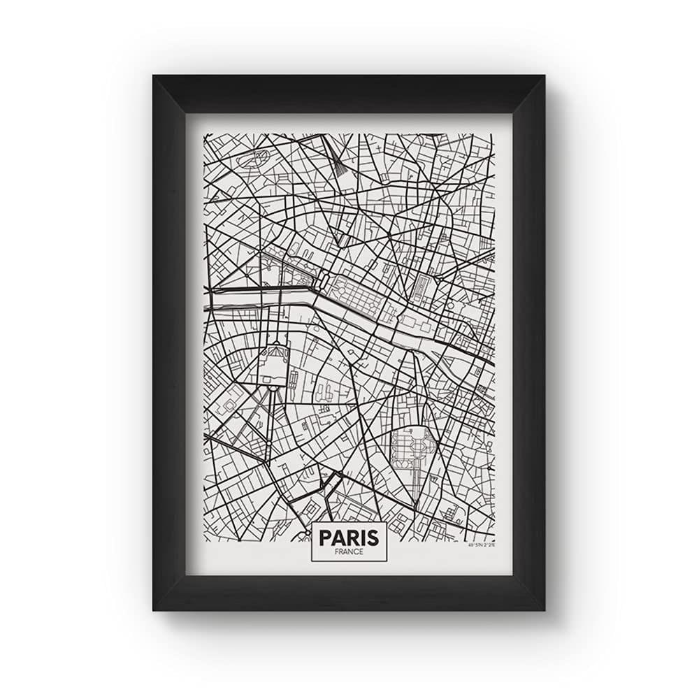 The Art People Paris Map Framed Poster