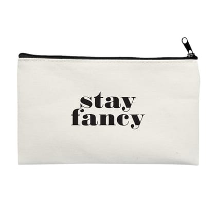 The Art People Fancy White Canvas Pouch with Zip