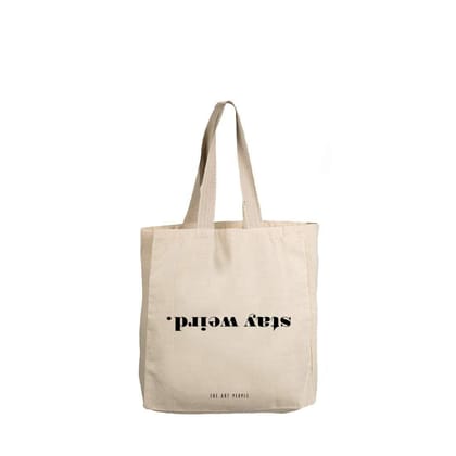 The Art People Stay Weird White Canvas Tote