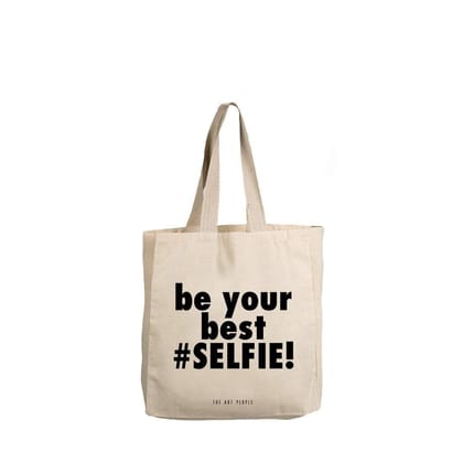 The Art People Selfie White Canvas Tote