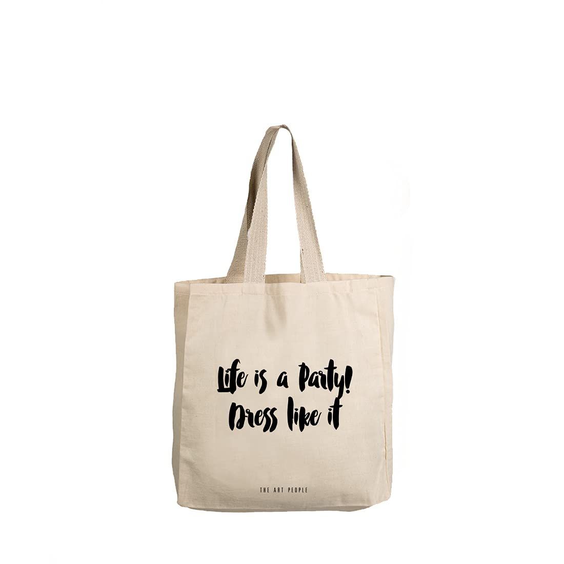 The Art People Life is a Party White Canvas Tote