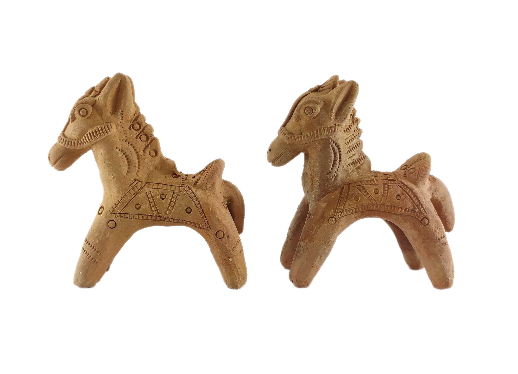 Pair of Clay Chetak Horse Figure Terracotta Indian Traditional Ramdev Horse Idol – Handmade Clay Home Decorative Figure – Horse Statue