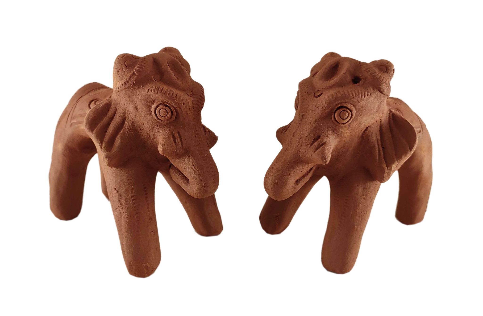 Majestic terracotta elephant statue exquisite interior decor pair of standing clay elephant statue - handmade animal figure home, office & table decorative