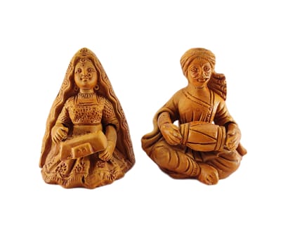 Handmade clay musical doll - terracotta rajasthani clay men & women figure home decor- indian traditional men & women playing musical instruments idol