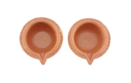 Sustainable mud diya lights - earthen natural clay oil lamps clay diya - handmade diwali decoration terracotta diya eco-friendly -  traditional mitti diya