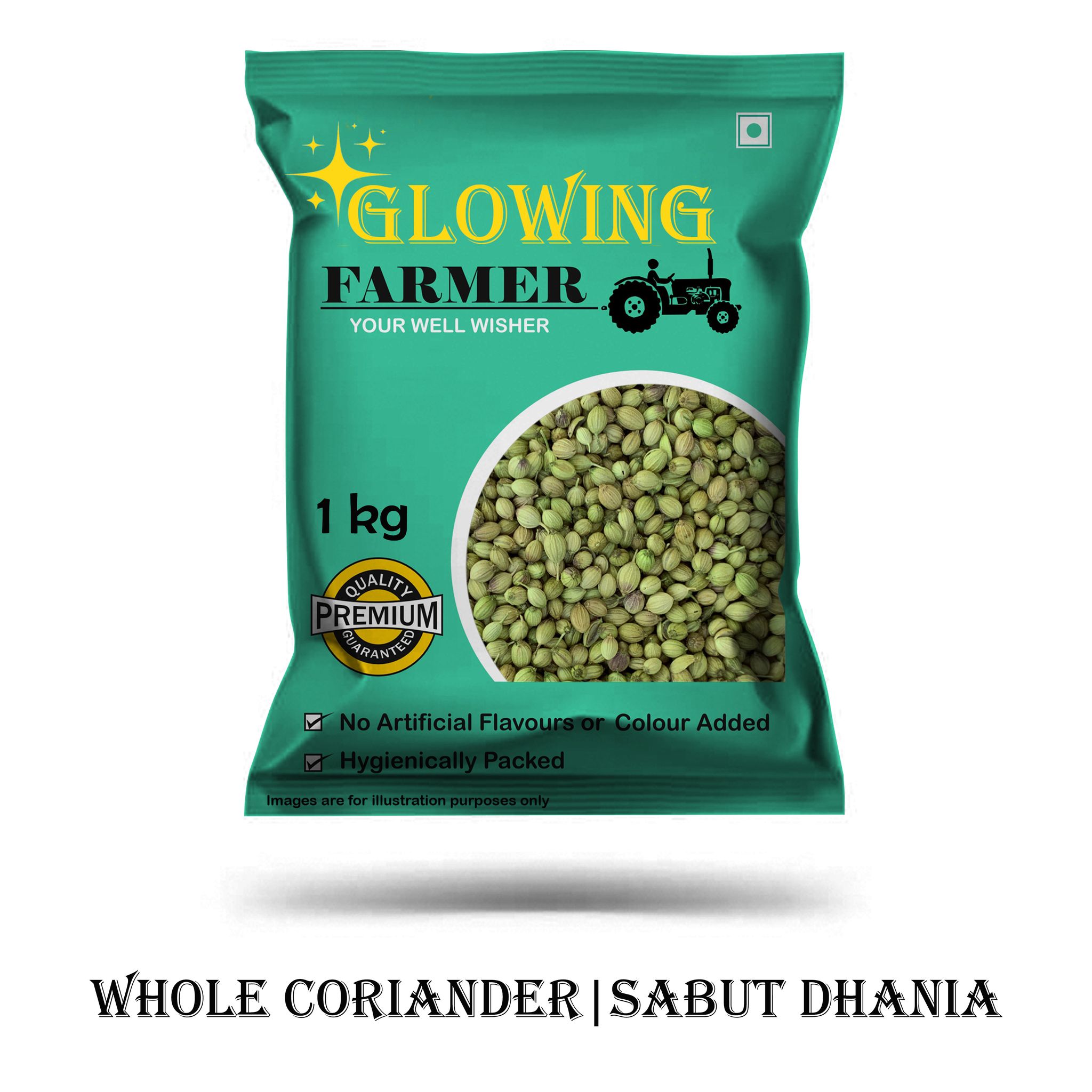 GLOWING FARMER Premium Whole Coriander Seeds 1kg | Sabut Dhania / Dhaniya 1000g