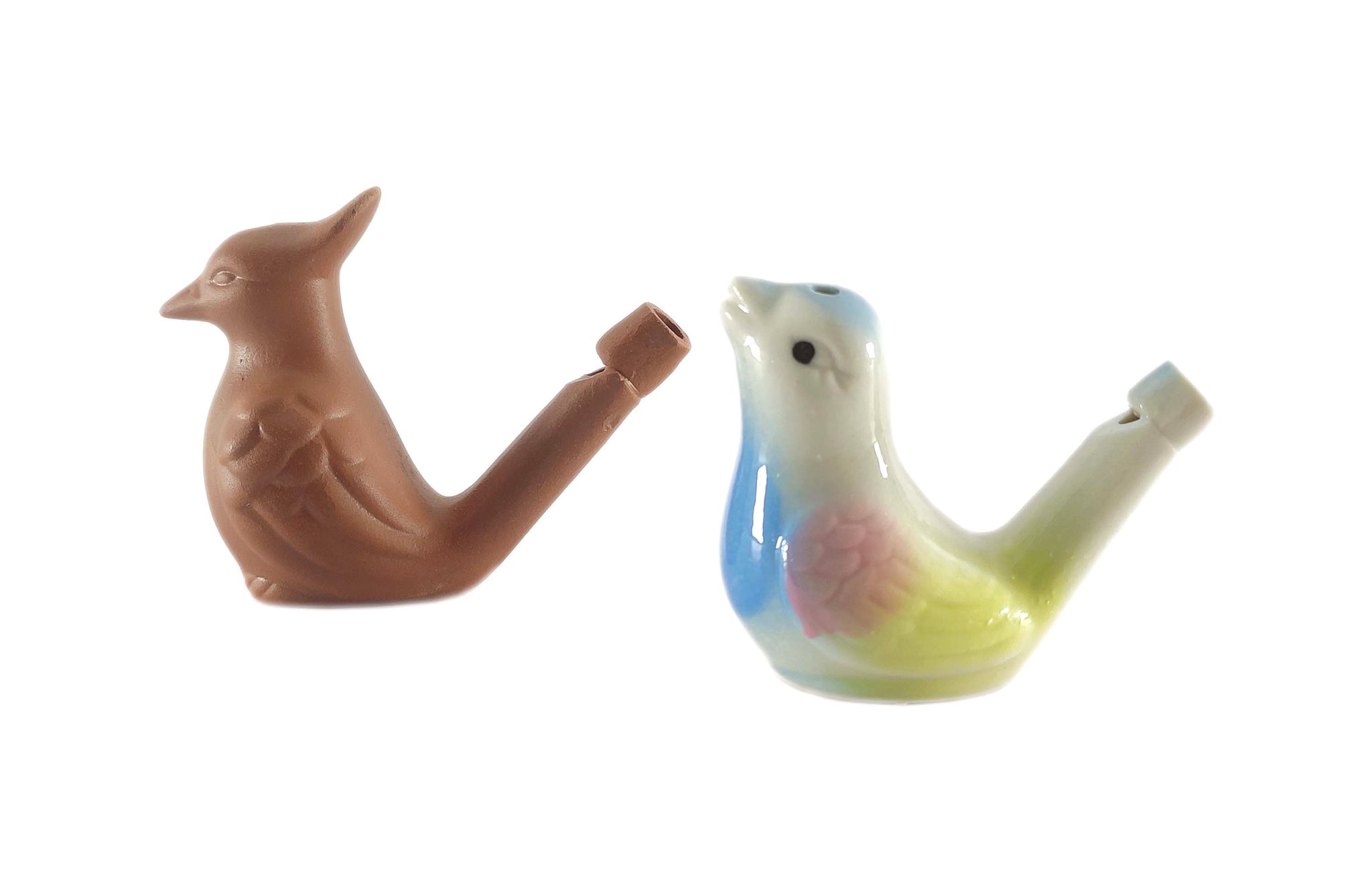 Handmade bird water whistle toy – 2 pieces clay & ceramic  - water whistle musical, fill the water and blow the bird for different sounds