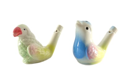 Indian handmade animal figurative terracotta clay bird whistle toy – ceramic water whistle - fill the water and blow the bird for different sounds