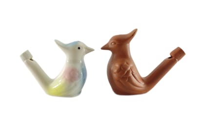 Clay bird water whistle – india handmade early education instrumental whistle toy – terracotta bird - fill the water and blow the bird for different sounds