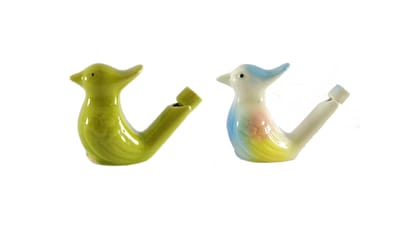 Indian ceramic bird whistle – terracotta animal shape whistle toy - musical bird water whistle, fill the water and blow the bird for different sounds