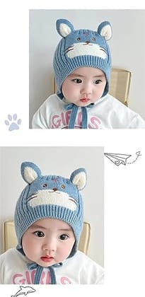 Ziory Lion Face Detailed Cap - Blue for Baby Boys & Baby Girls (6-12months)