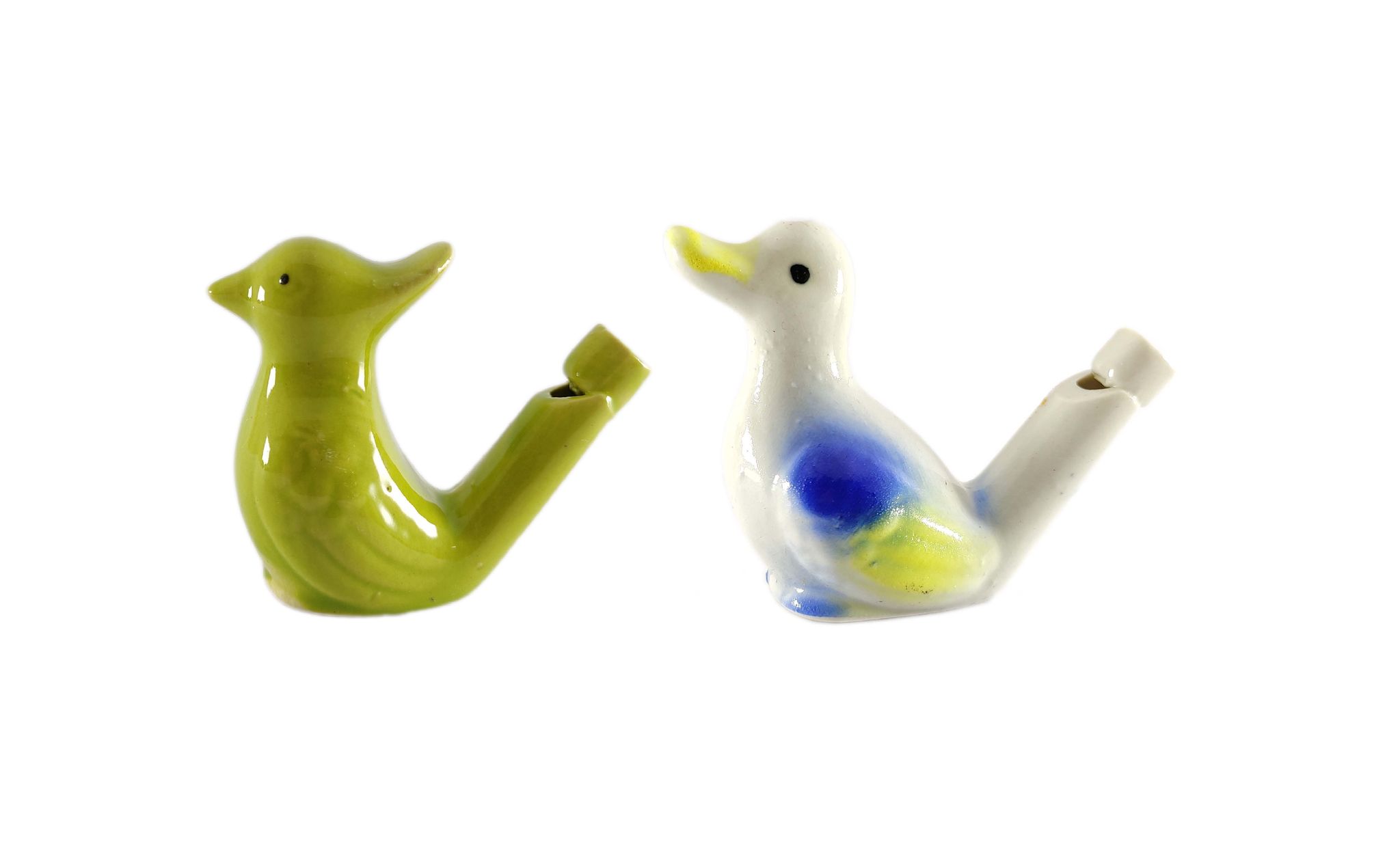 Bird water whistle - handcrafted ceramic whistle toy - 2 piece animal figurative ceramic whistle toy – terracotta bird whistle –musical instrument toy