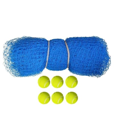 Prozone Nylon Blue Cricket Net 30X10 and 20X10 with 6 Tennis or a Leather Cricket Balls (20X10 6 Green Ball)