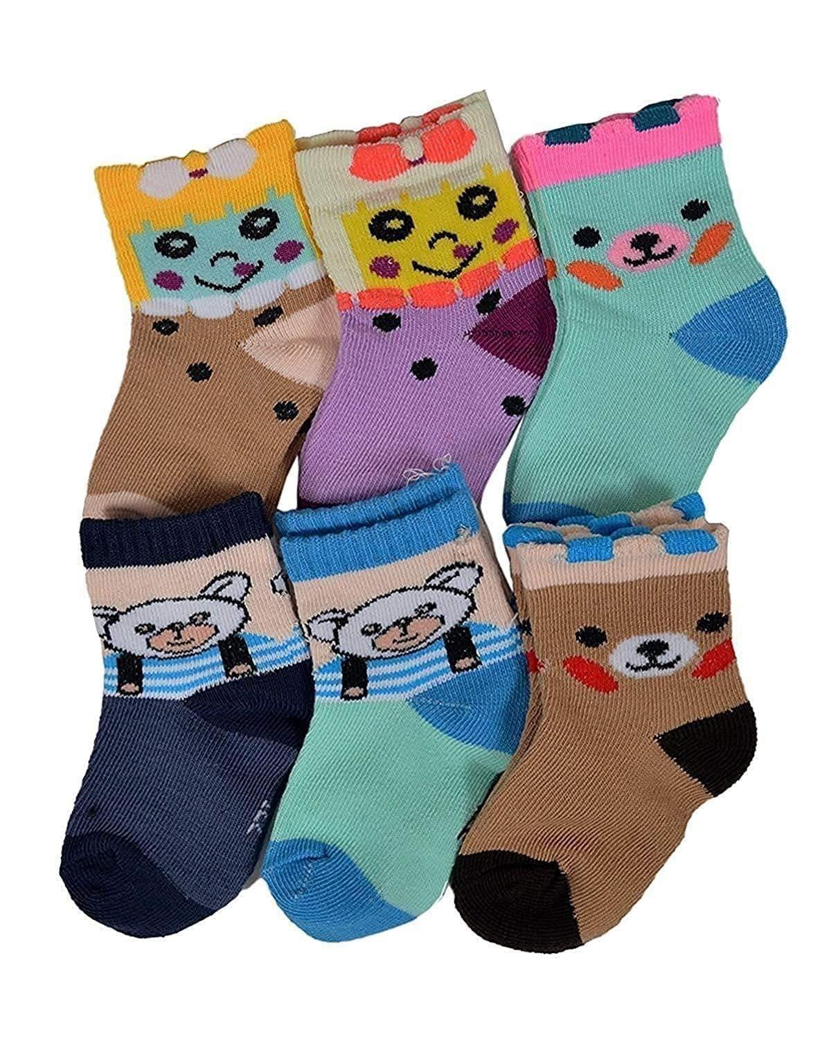 Clastik Baby Boy's & Baby Girl's Cotton Socks, Pack of 6 (Assorted Color)