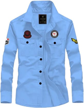 SOLID SKY BLUE DOUBLE POCKET SHIRT