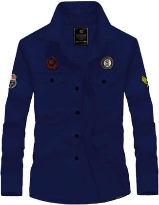 SOLID NAVU BLUE DOUBLE POCKET SHIRT