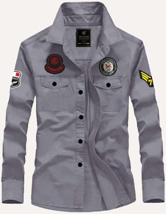 SOLID GREY DOUBLE POCKET SHIRT