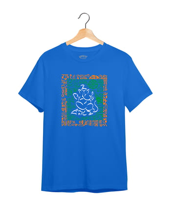 Square Ganesha - Premium Round Neck Cotton Tees for Men - Electric Blue