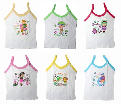 Y&N Girl's Super Combed Cotton Vest (Pack of 6)