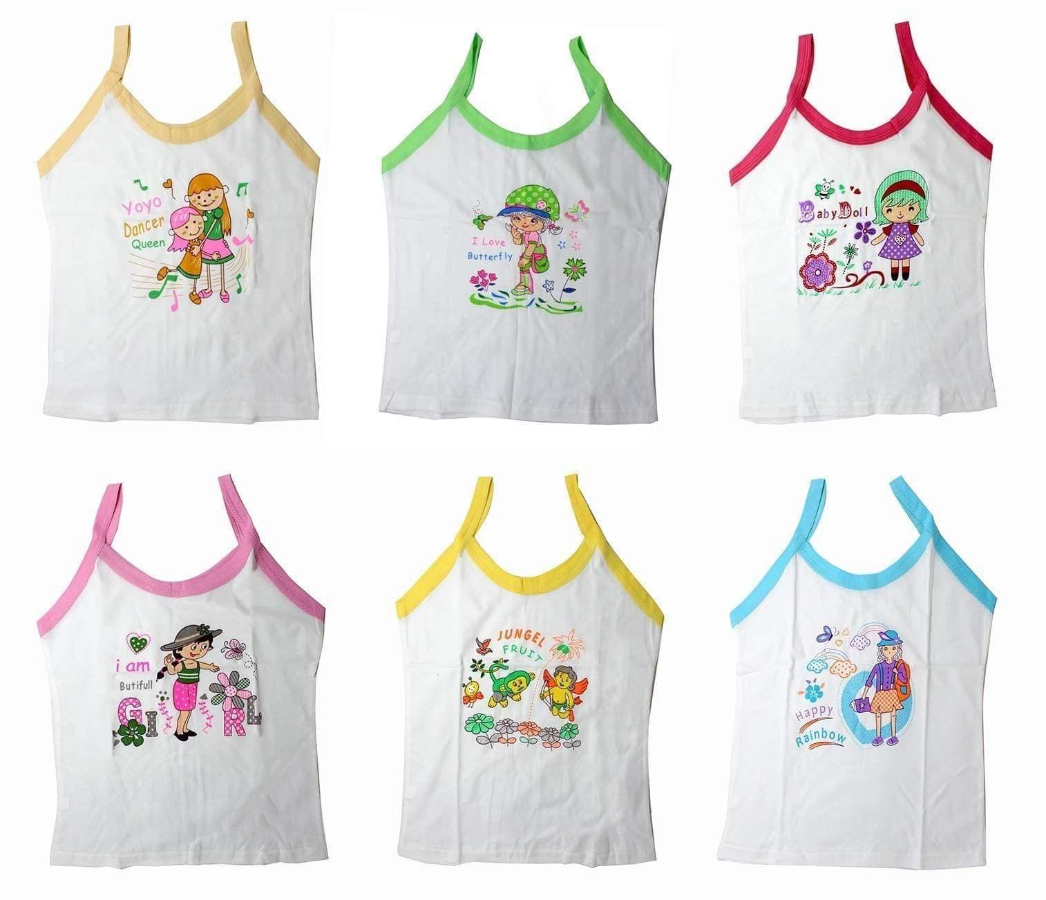 Y&N Girl's Super Combed Cotton Vest (Pack of 6)