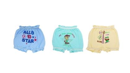 Yuneek Coloured Printed 100% Cotton Baby Boys/Girls Bloomers/Panties Innerwear for Toddlers/Kids Pack of 3