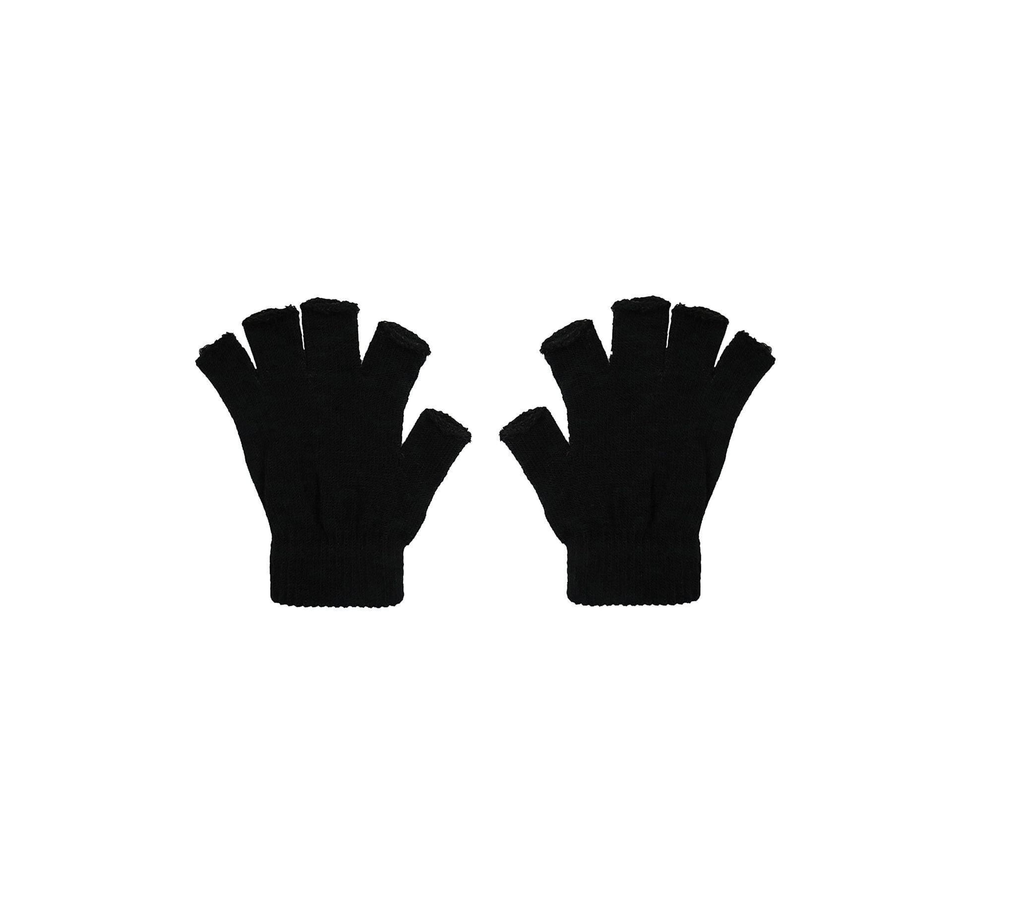 Yuneek Black Fingercut Warm Unisex Woolen Knit Hand Gloves For Cold Weather Free Size pack of 1