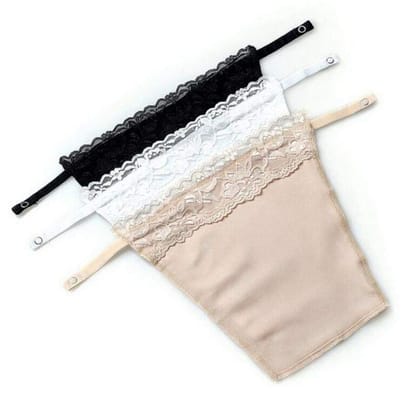 Yuneek Women's Clip On Mock Lace Camisole | Cami White Black and Skin - Set of 3