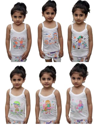 Y&N Girl's Cotton Vest (Pack of 6)