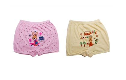 Yuneek Casual Unisex Multi-Coloured Girls/Boys Innerwear Bloomer/Breifs for Kids Pack of 2