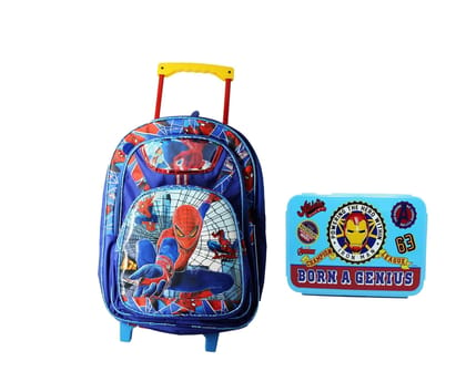 Yuneek Kid's Polycarbonate 19 Inch Spiderman Printed Trolley Bag with Lunch Box Free