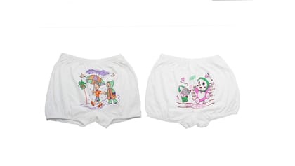 Yuni-Go Casual Unisex White Girls/Boys Innerwear Bloomer/Breifs for Kids Pack of 2