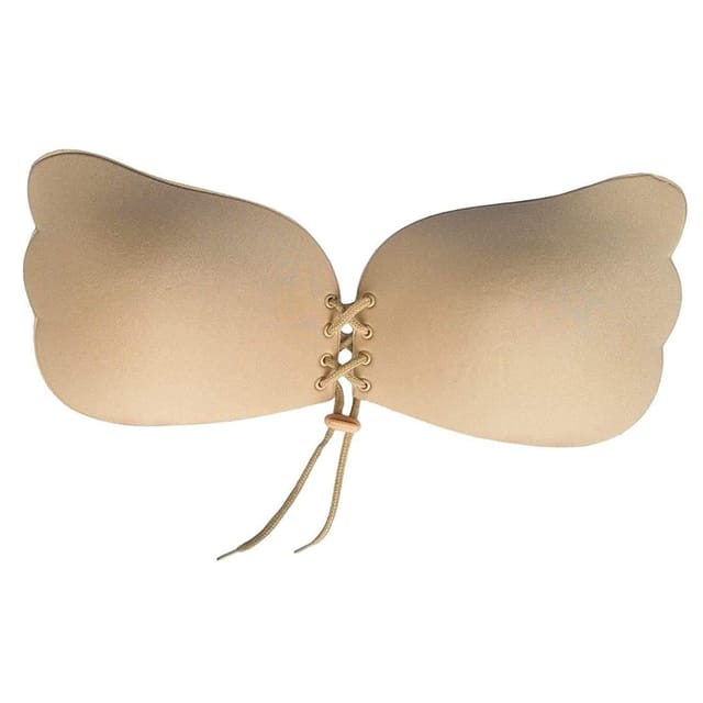 Yuneek Women's Silicone Adhesive Stick-on Push Up Strapless Invisible Backless  Bra