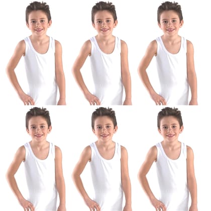 Yuneek Boys/Kids Regular Fit Cotton Vest White Pack of 6