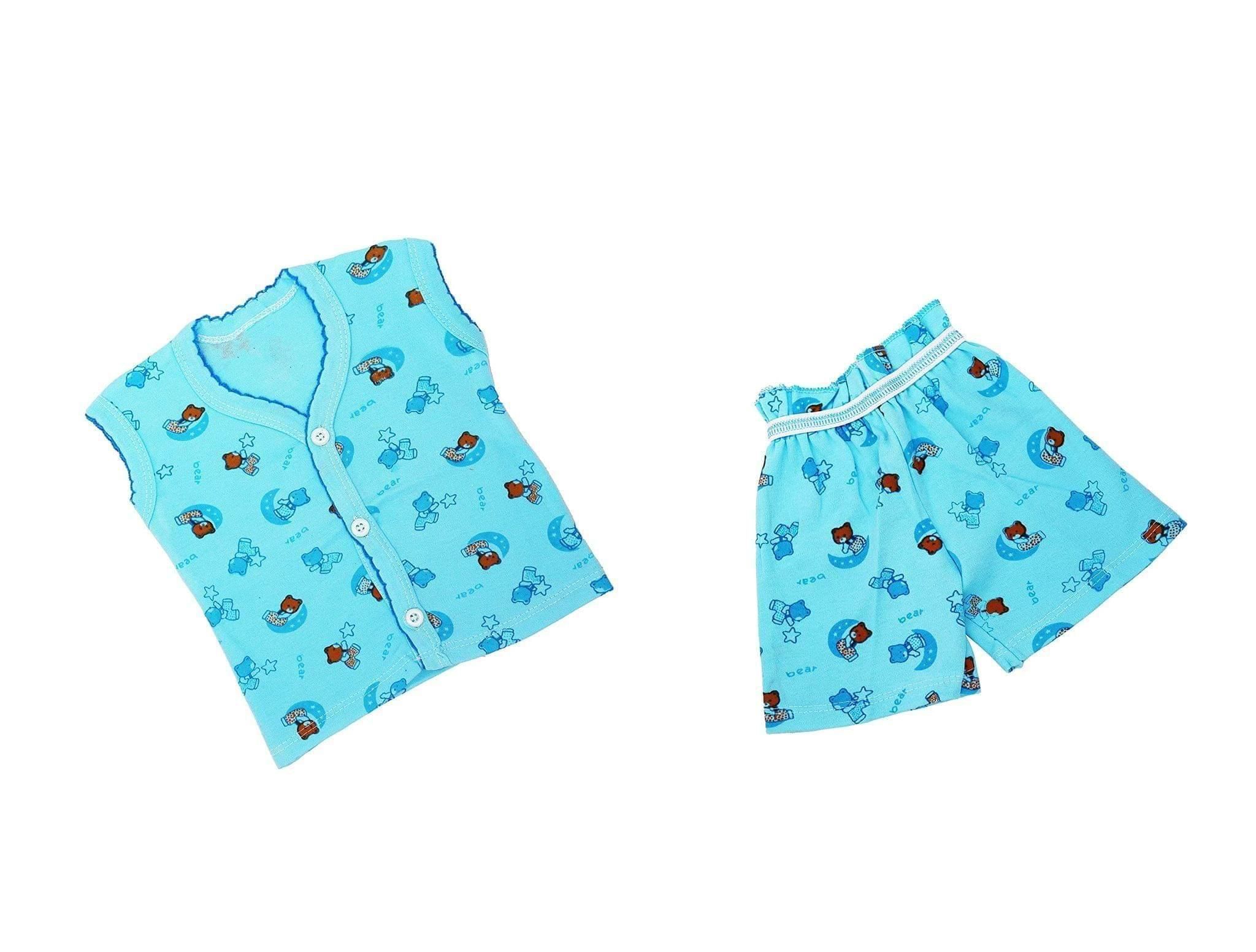 Yuneek Presents SleeveLess Front OpenCotton Set for New Born Baby 0-3 Months In MULTICOLOUR