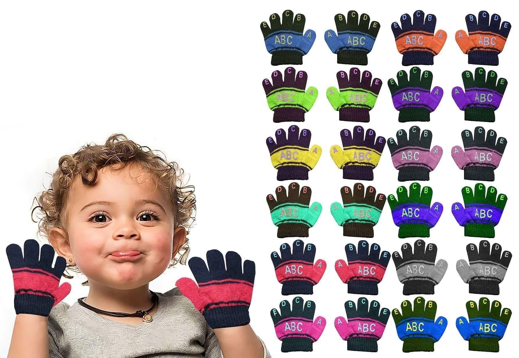 Yuneek Baby Boy's & Baby Girl's Soft Woolen Winter Warm ABCD Gloves Size Free