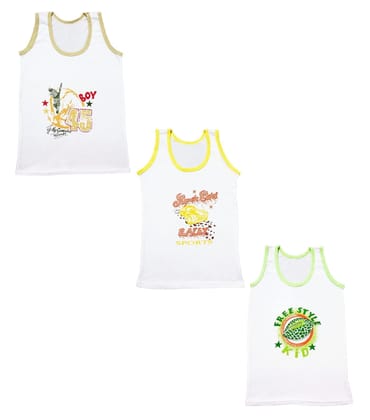 Yuneek Regular Fit Sleeveless Cotton Vest Cartoon Printed Combo of 3 for Baby Boys