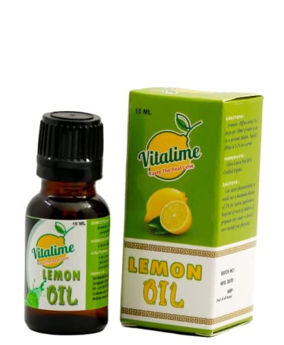 Vitalime Lemon Essential Oil For Skin,Hair and Body -Perfect for Aromatherapy, Relaxation, Skin Therapy & More|100% Pure and Natural (15ML)