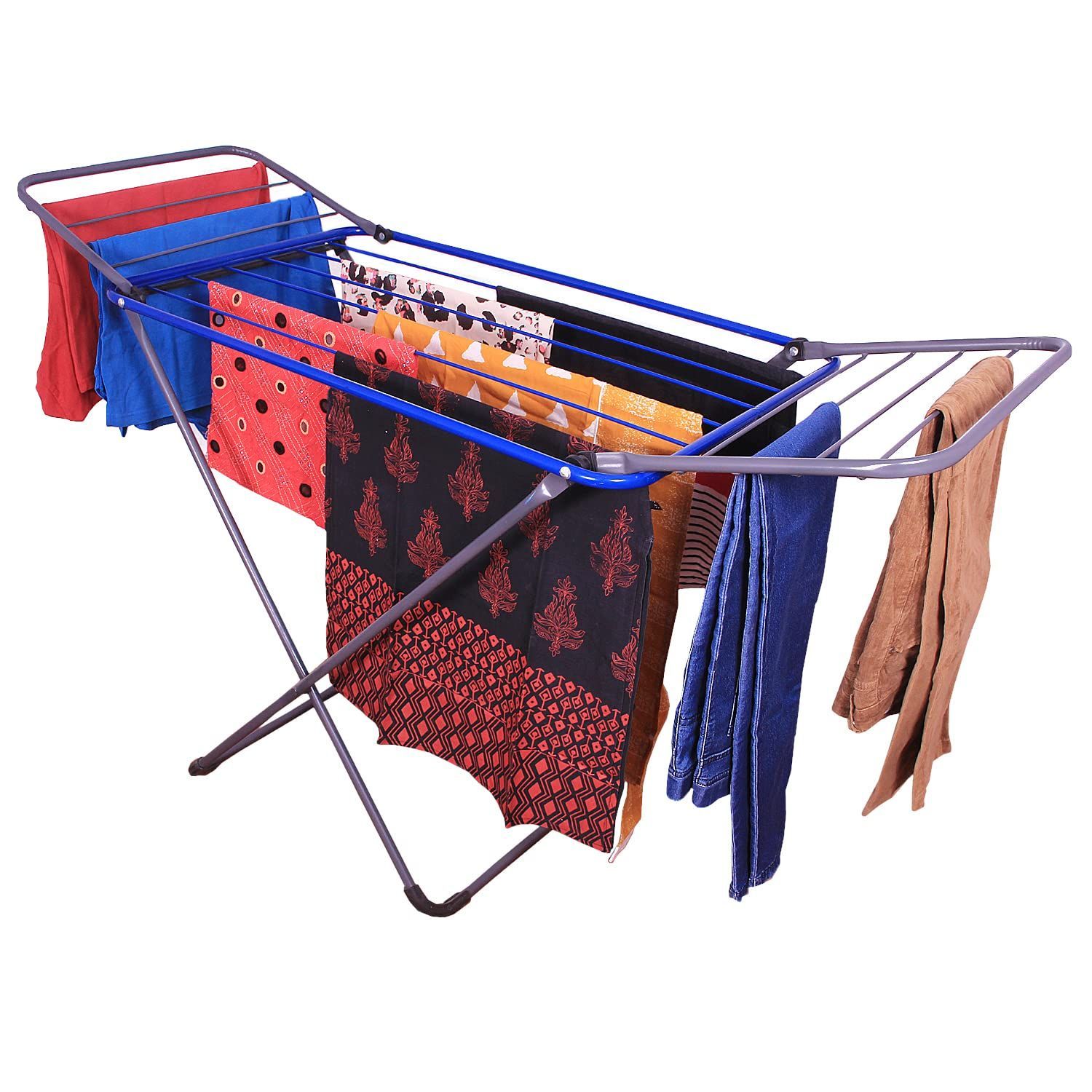 CELEBRATIONS Steel Cloth Drying Stand (Bright Blue)